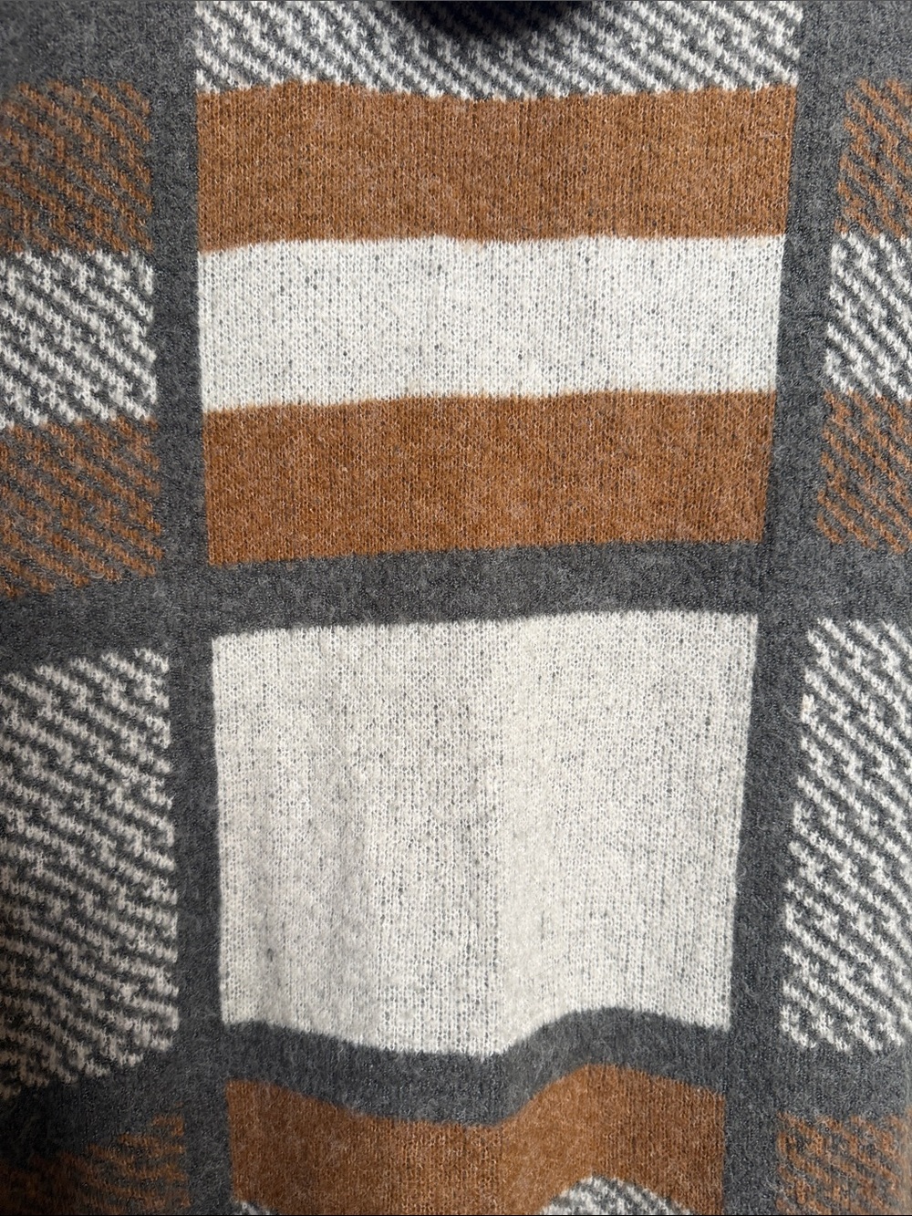 Natural Reflections Hooded Open-Front Cardigan in Brown, Gray & Cream - Picture 9 of 13